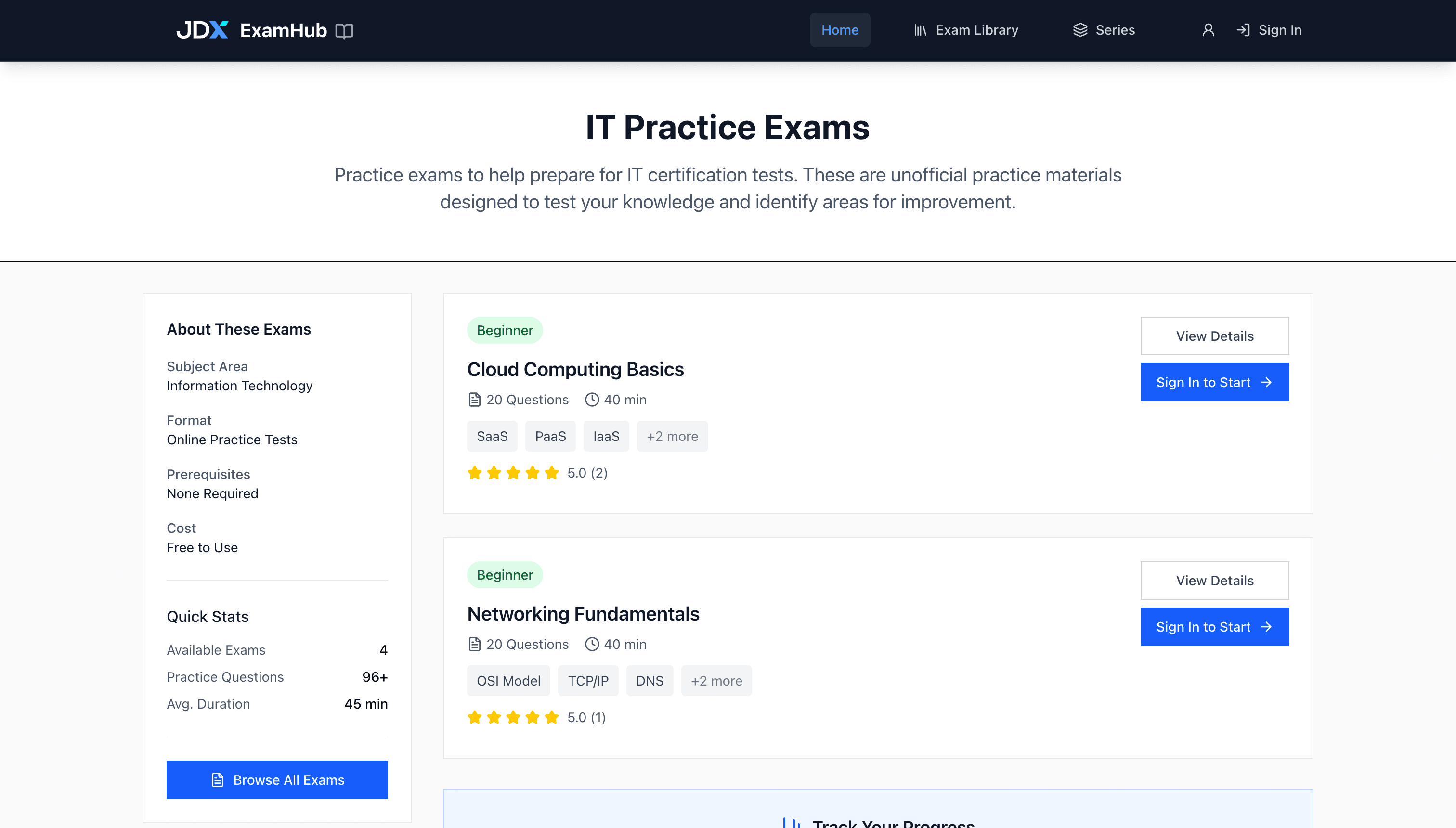 JDX ExamHub study platform